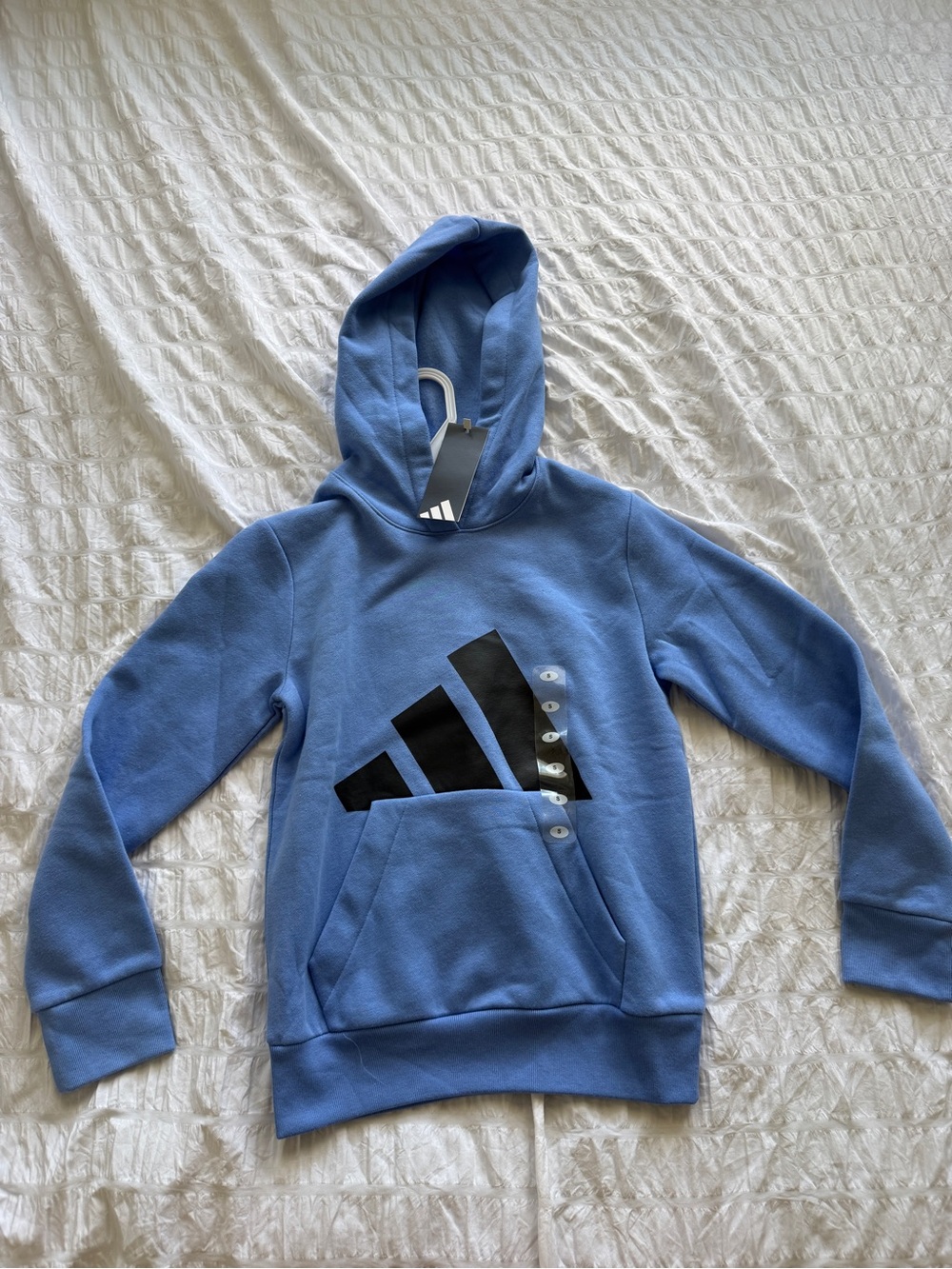 Boys Size Small Adidas Blue Hoodie with Black Logo